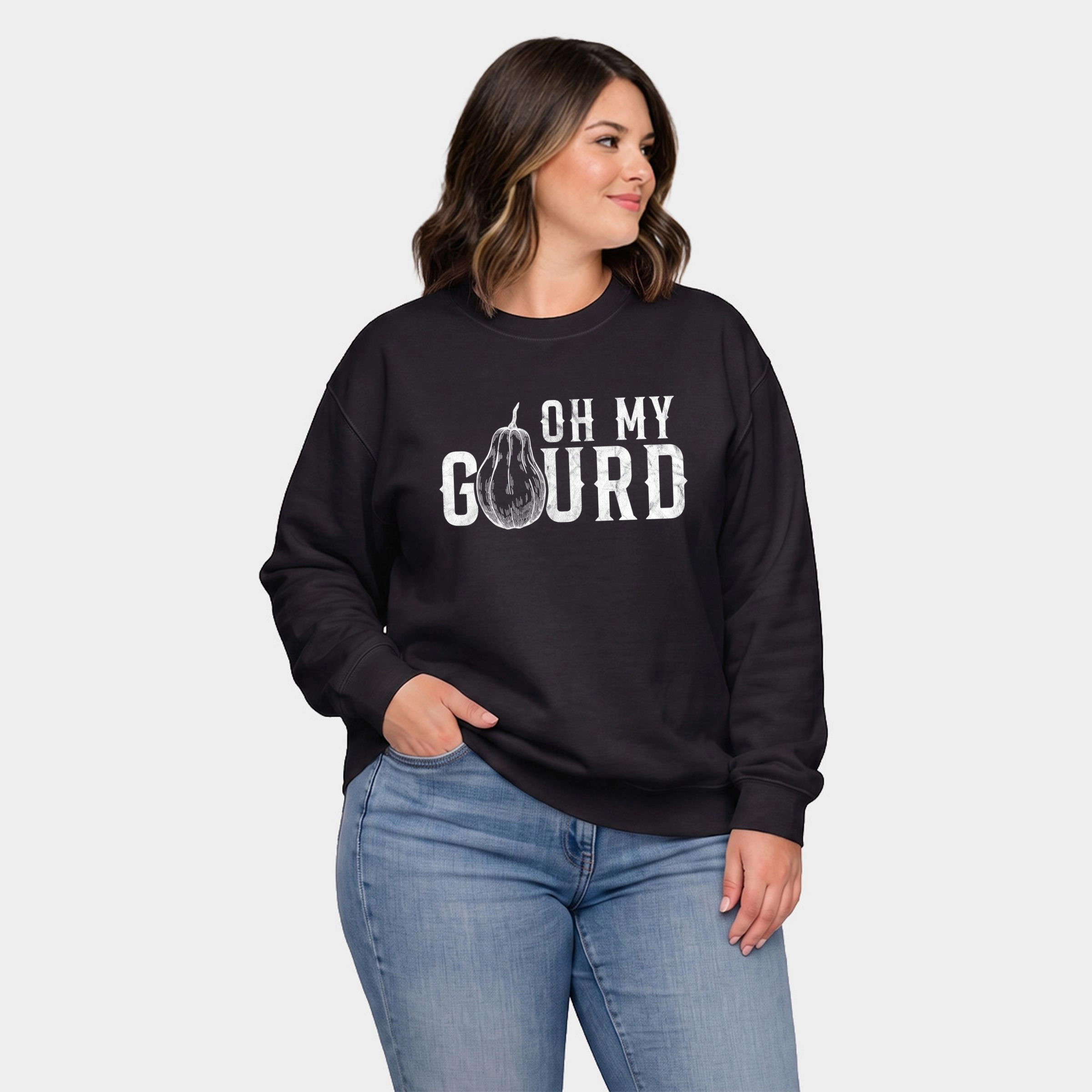 Simply Sage Market - Women's Plus Sized Graphic Sweatshirt Oh My Gourd Distressed