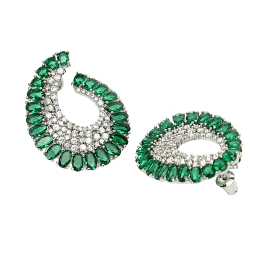 AGP PARIS Womens Diva Collection White Finish Zircon Stud Earrings