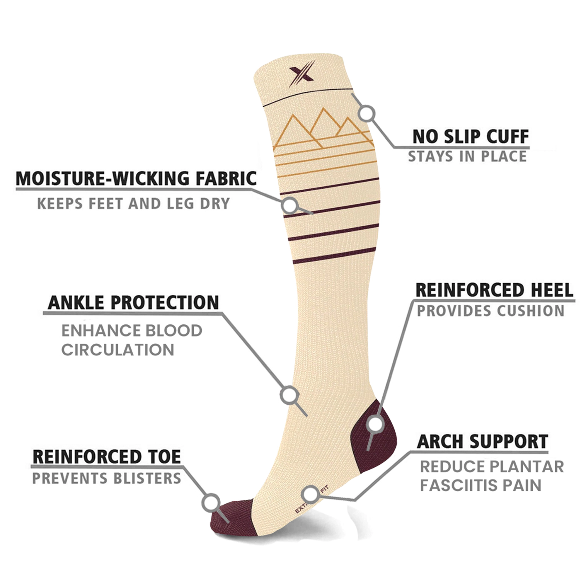 Extreme Fit Premium Merino Wool Compression Socks - Designed For Winter, Hiking, Camping, Snowboarding, Skiing