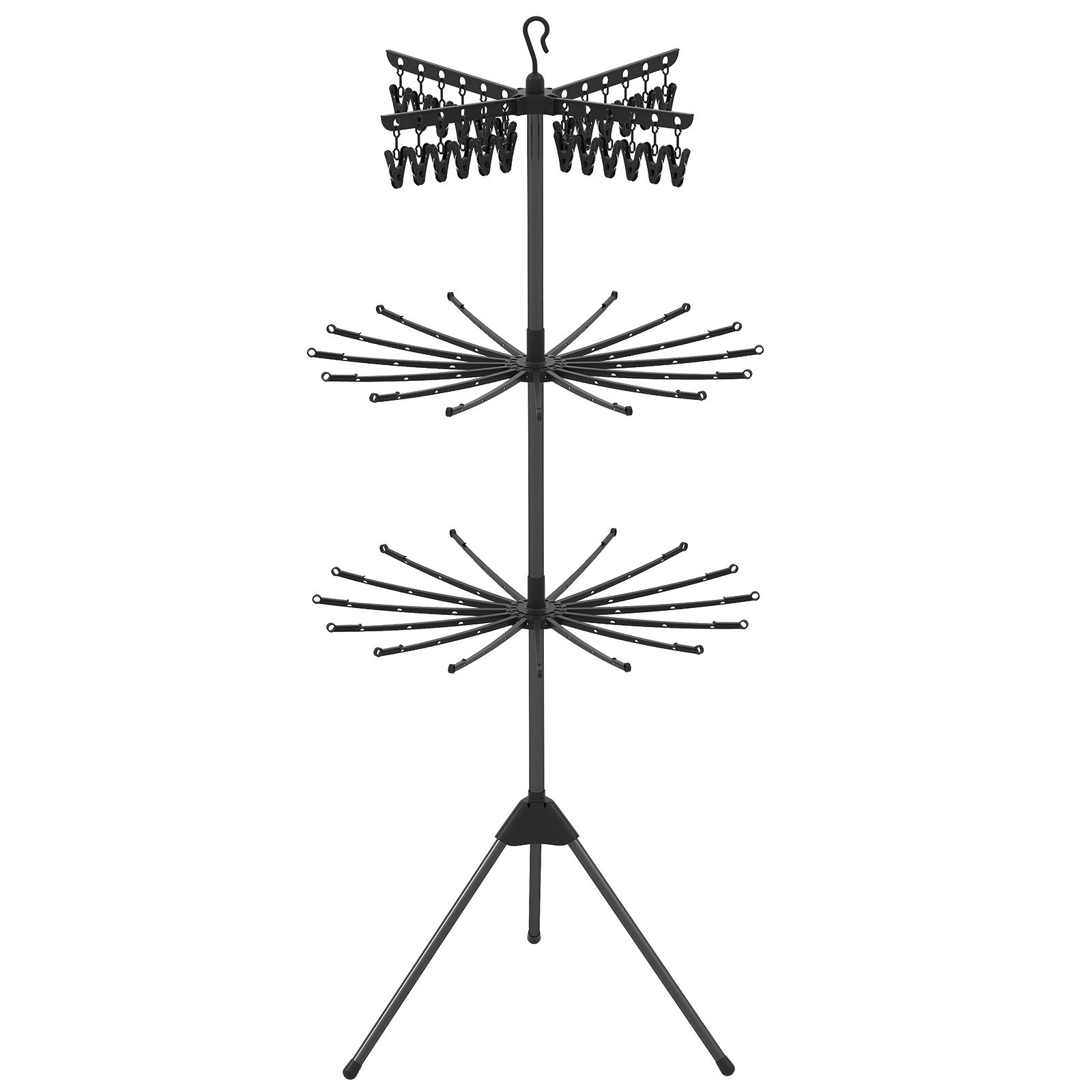SlickBlue 70" 3 Tier Clothes Drying Rack with Clips and Rotating Arms