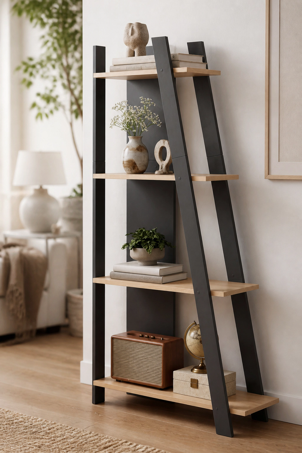 SUGIFT 4-Tier 61-in Tall Vertical Display Bookshelf 12.5-in Deep with 51-lb Shelves and 4-in Legs