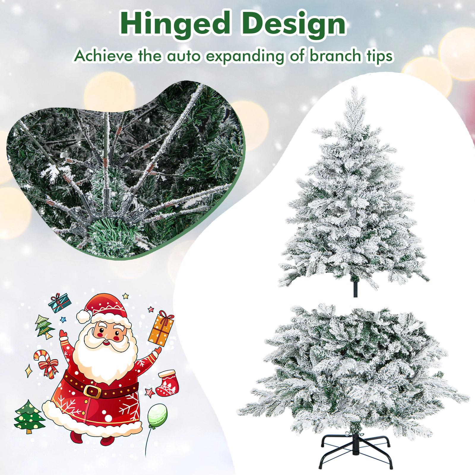 SlickBlue Snowy Artificial Christmas Tree with PE and PVC Branches