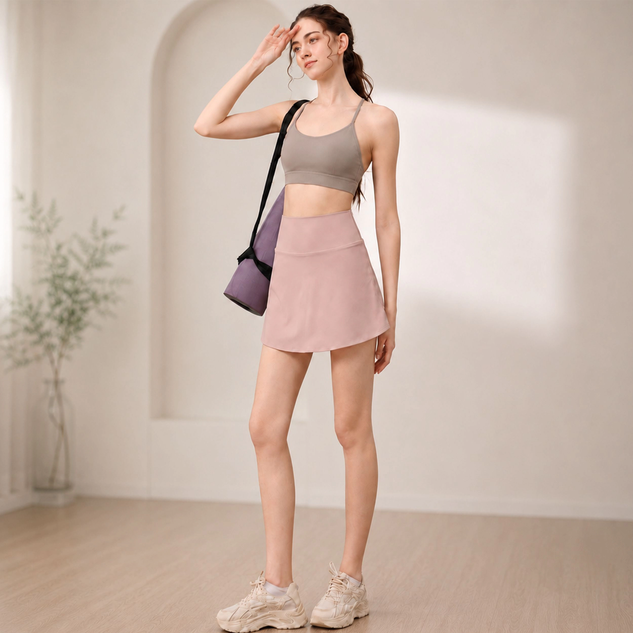 Anna-Kaci Women's High-Rise Athletic Skort with Side-Pocket and Built-In Shorts