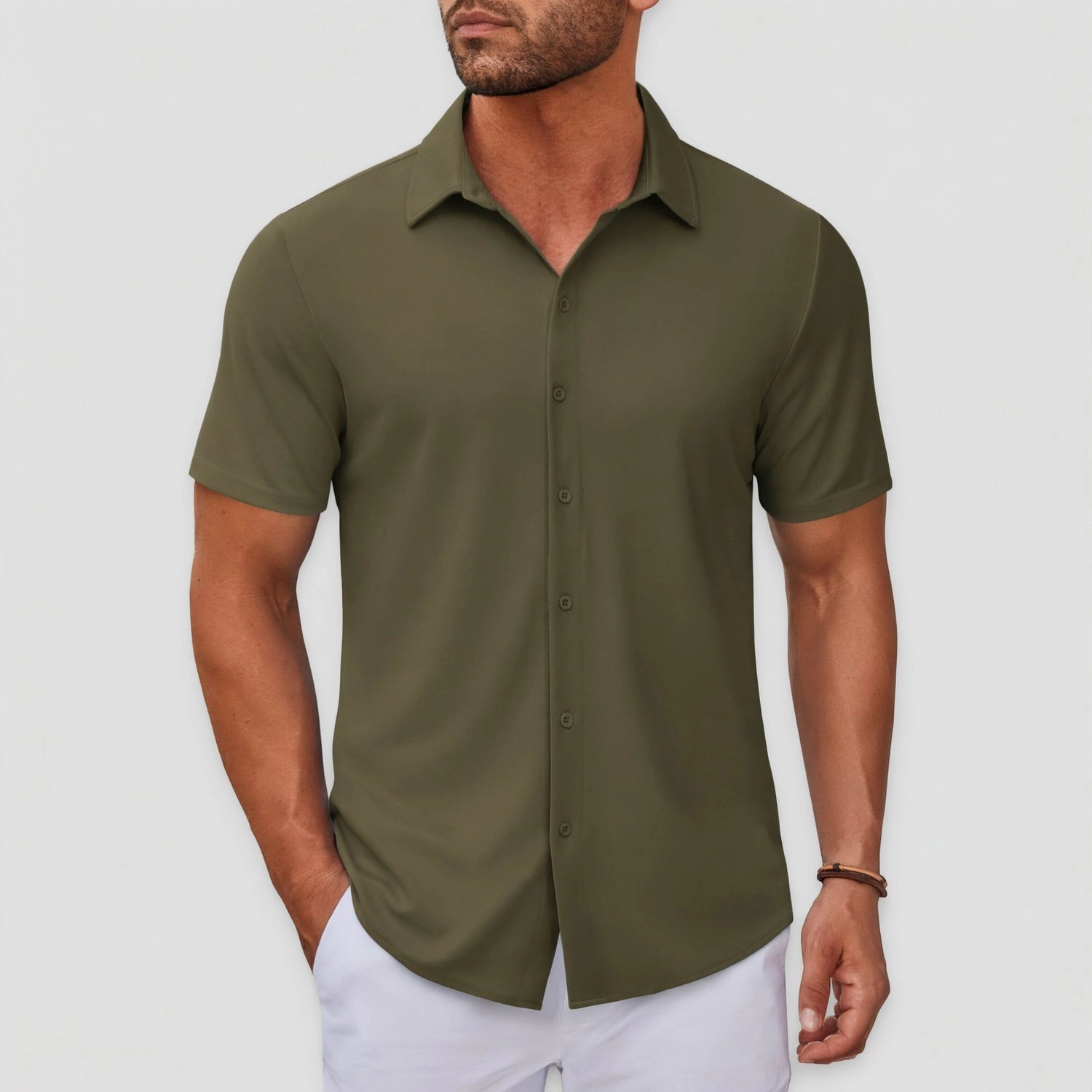 COOFANDY Mens Dressy Short Sleeve Shirt  Spread Collar Button Down Casual Tops