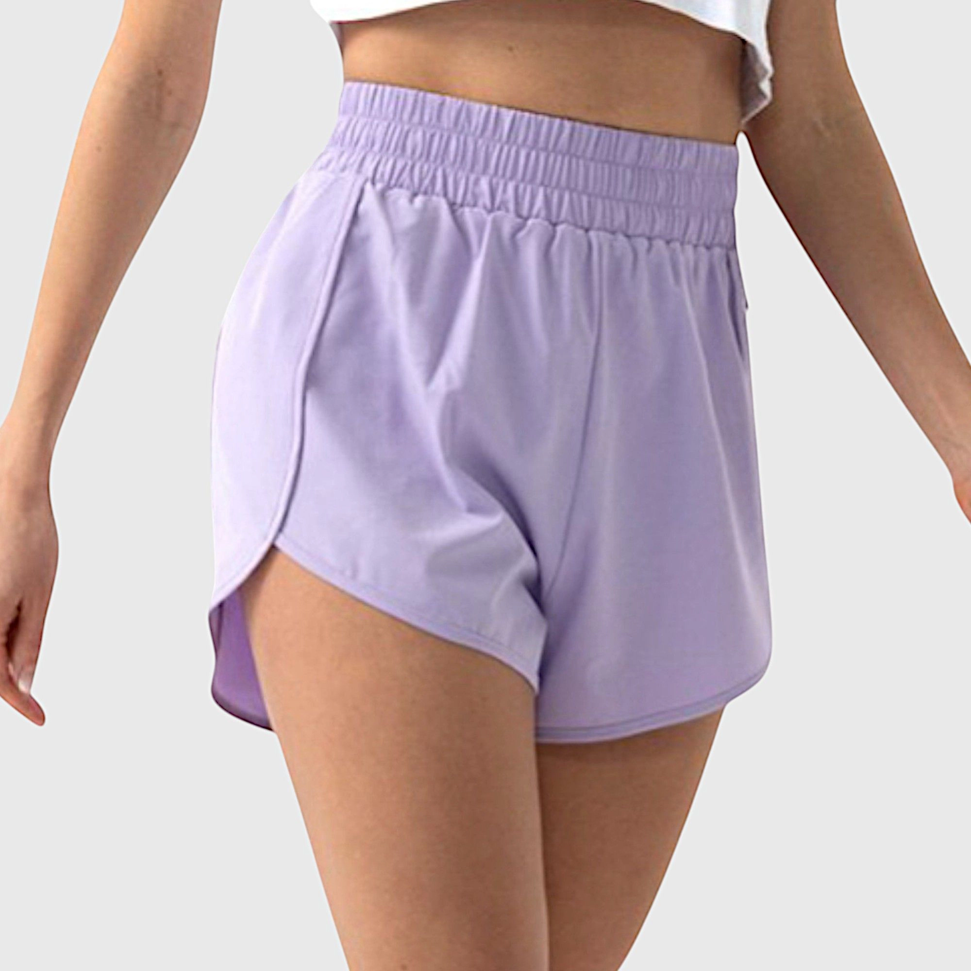 Anna-Kaci Women's High-Waist Athletic Running Shorts with Curved Hem