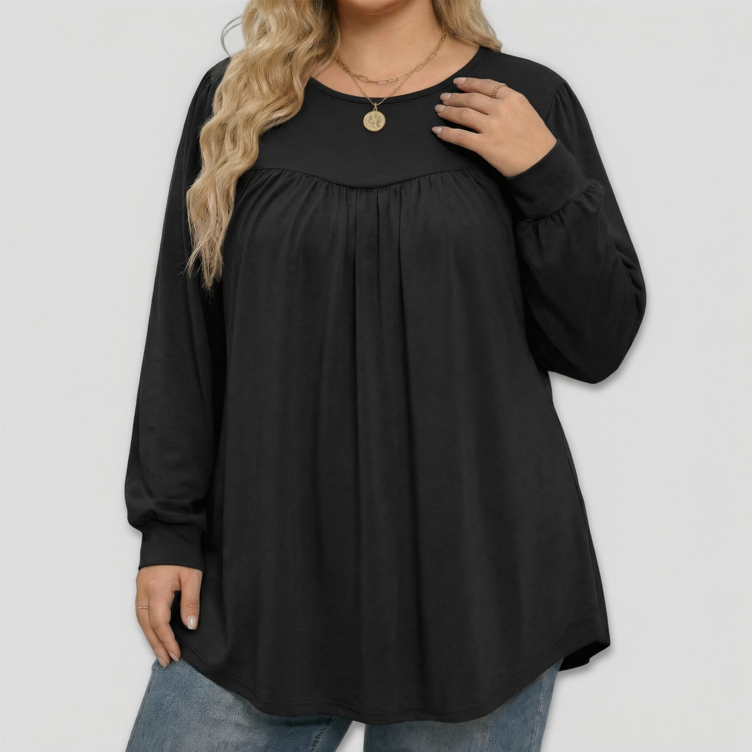 Zeagoo Women Babydoll Crew Neck Tunic Top