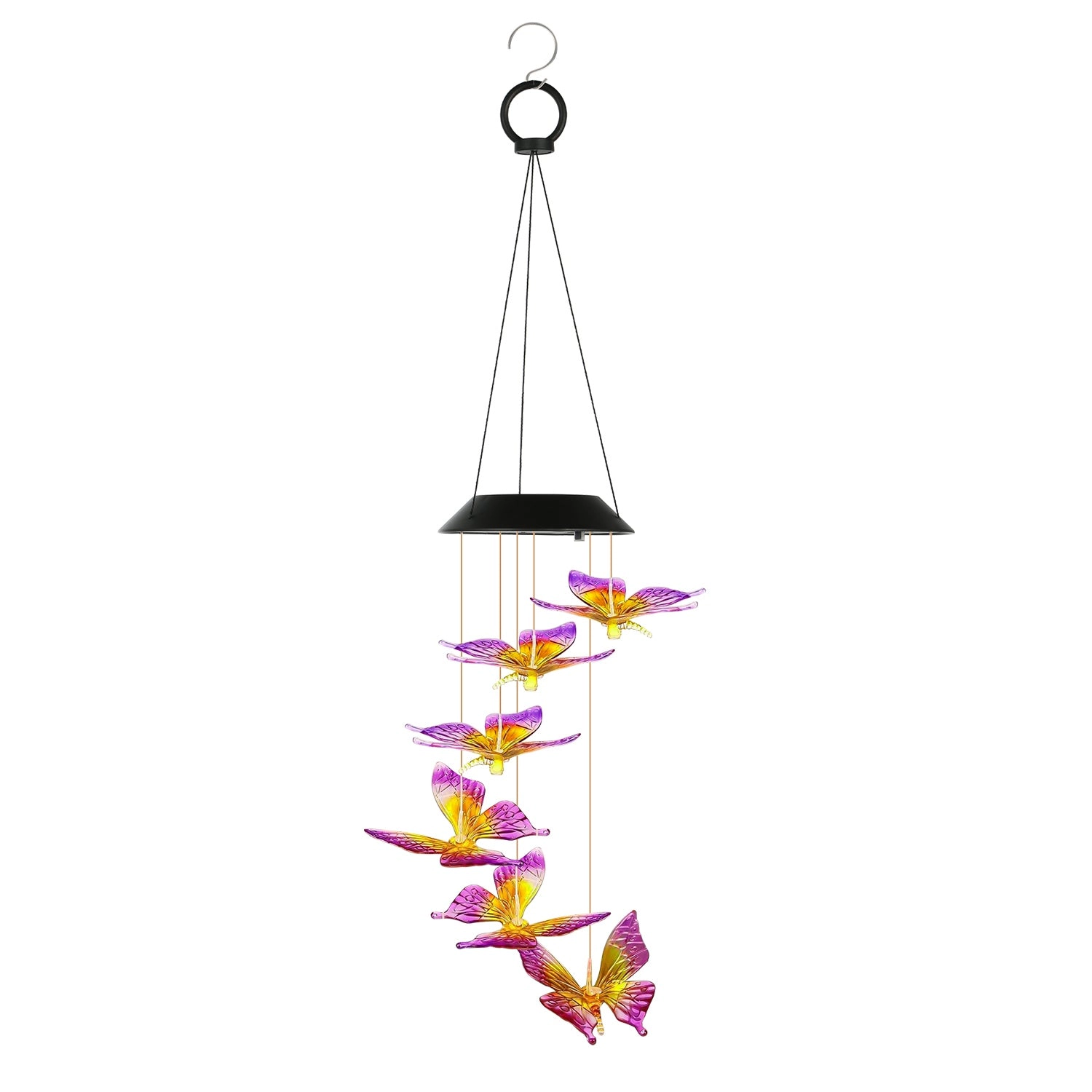 GBruno Solar Butterfly Wind Chimes 7-Color Changing