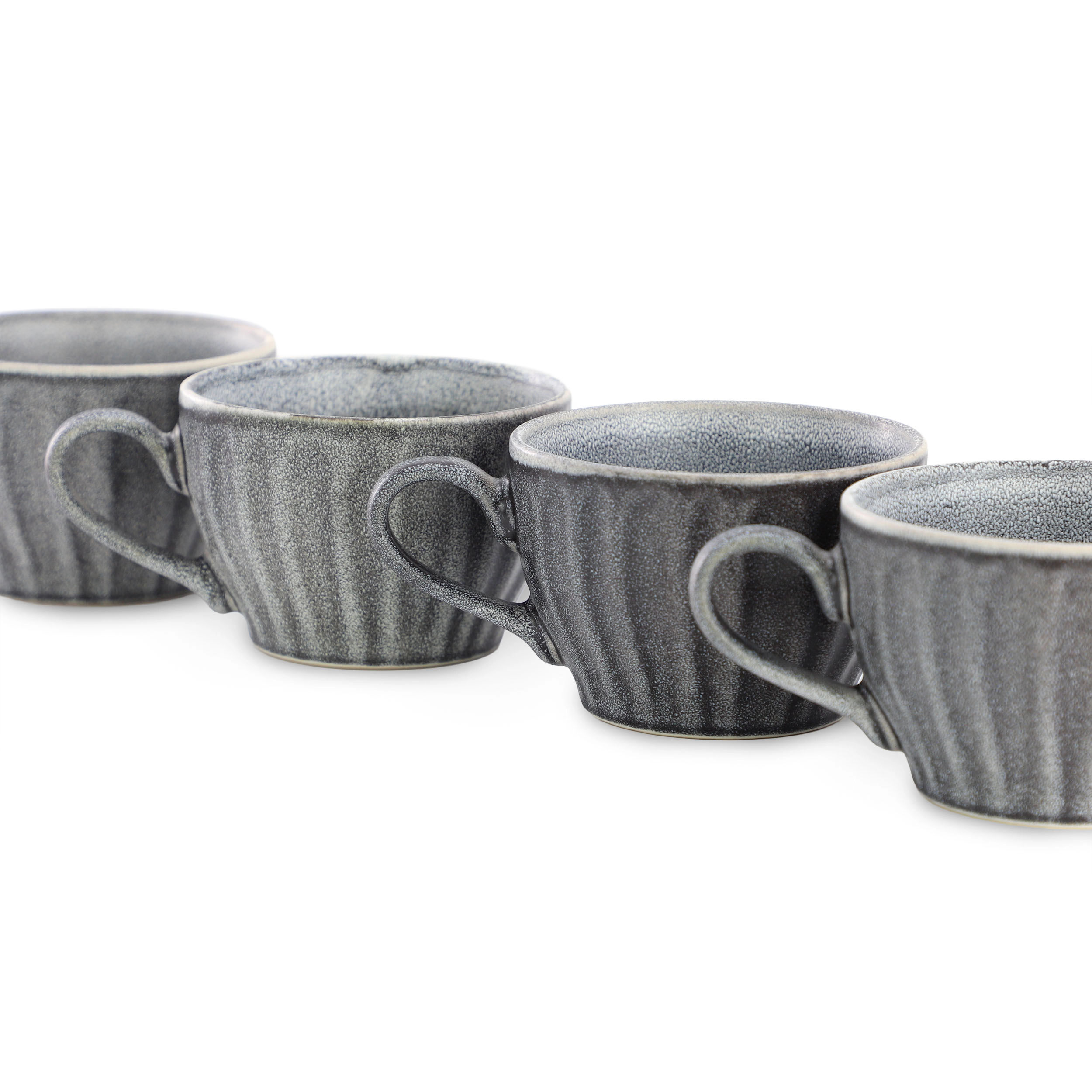 Gibson Homewares Reactive Glaze Stoneware Cups 4-Piece Set in Grey