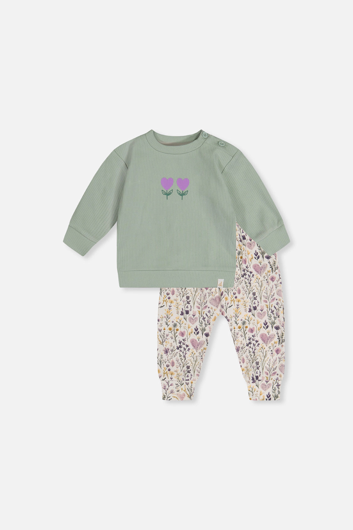 Deux par Girls Organic Cotton Pants and Top Set with Heart Print