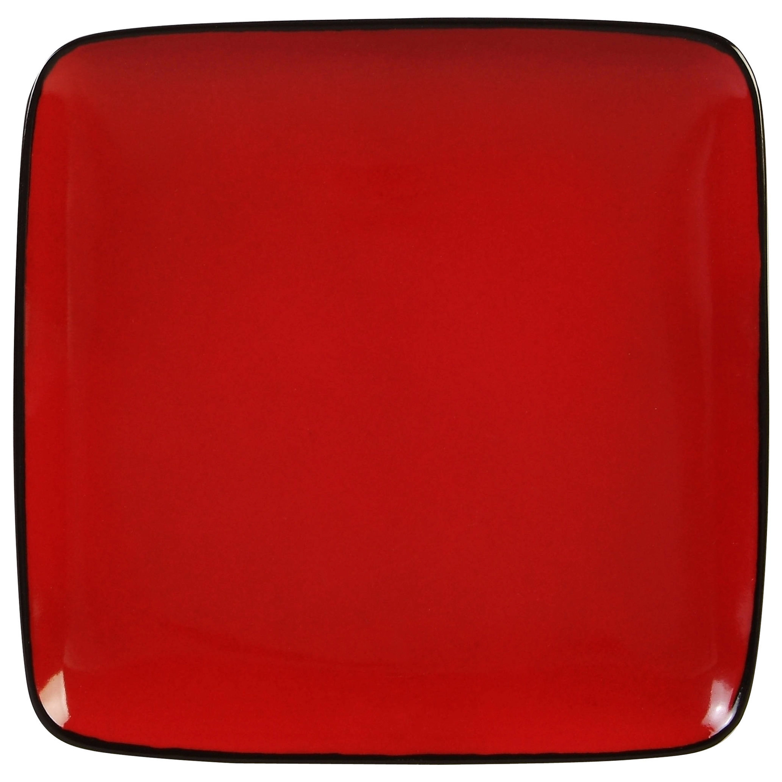 Gibson Home Rave Red 16 Piece Square Stoneware Dinnerware Set in Red and Black