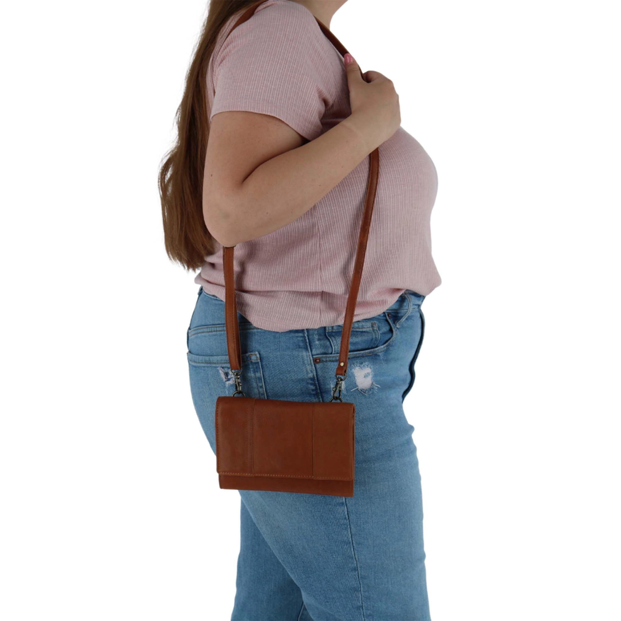 Paul & Taylor Women's Leather Organizer Crossbody Bag
