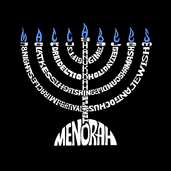 LA Pop Art Menorah - Men's Word Art Hooded Sweatshirt