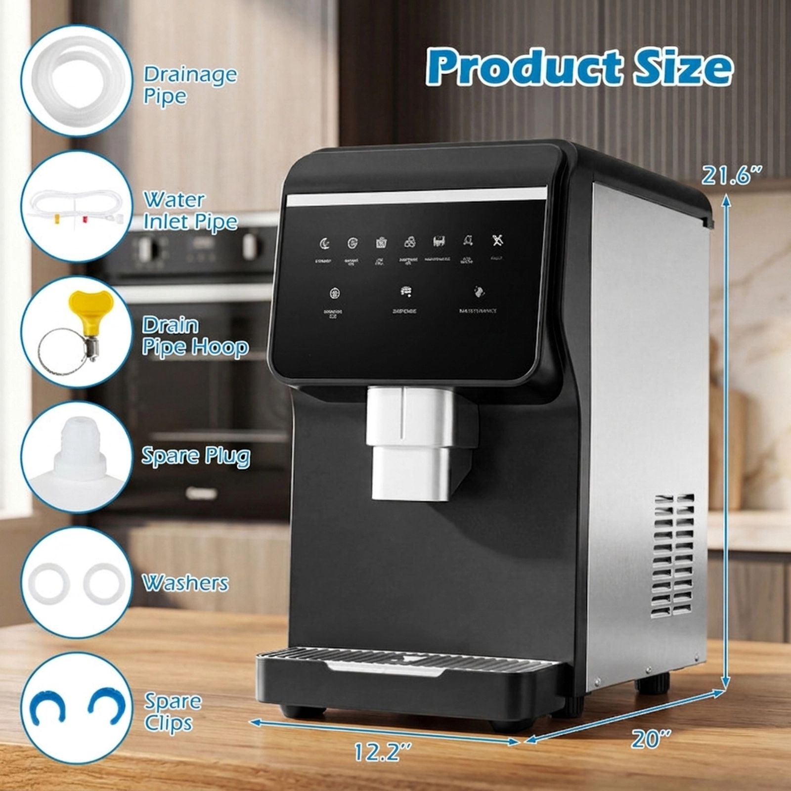 SUGIFT Nugget Ice Maker with Self Dispensing Chewable Pellet Ice Machine 80-lb Per Day Black + Silver