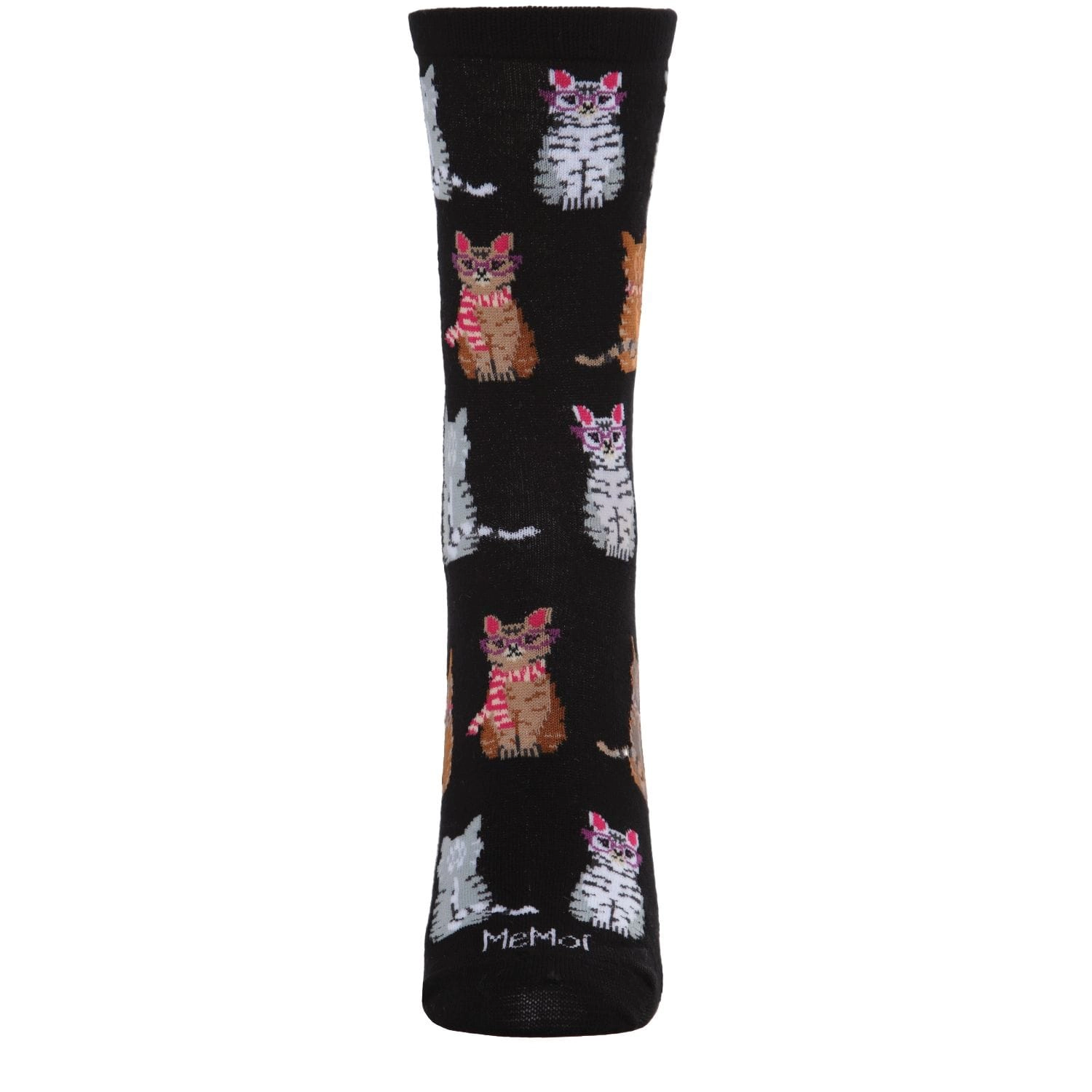 MeMoi Studious Cats Bamboo Blend Crew Socks