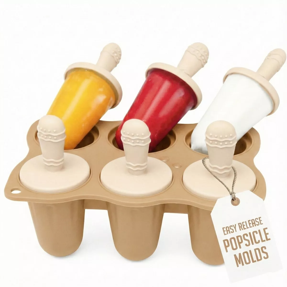 Sperric Baby Popsicle Mold, Baby Teething Popsicle Mold Silicone, 6-Cavity Ice Pop Molds, Baby Popsicle Teether BPA-Free