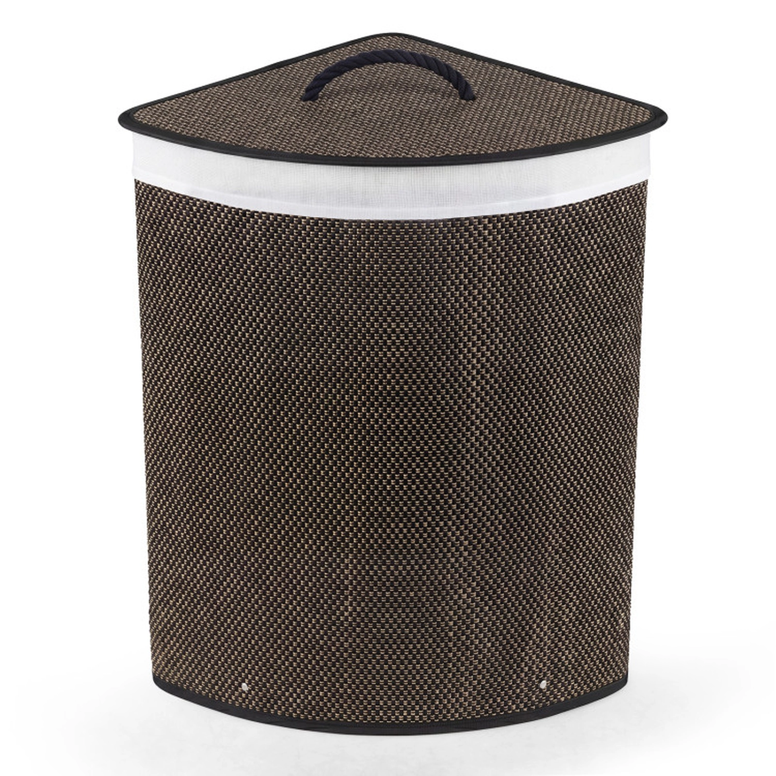 SUGIFT 15 Gal Bamboo Laundry Hamper with Removable Liner 22-lb Capacity 3-lb Lightweight Foldable Black