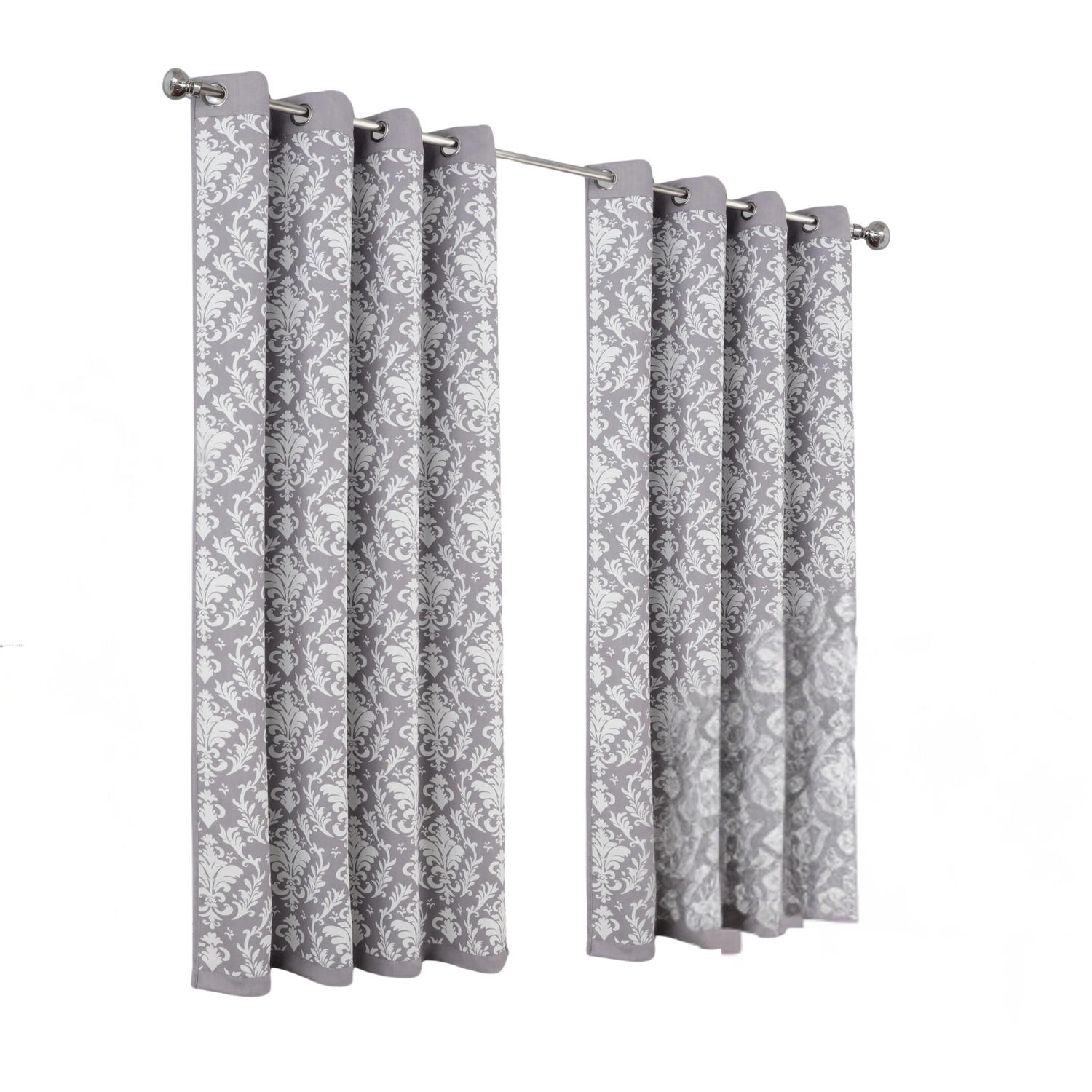Olivia Gray 100% Polyester 190 GSM Cressida Reversible Blackout Grommet Curtain Panel 54" x 84" Grey