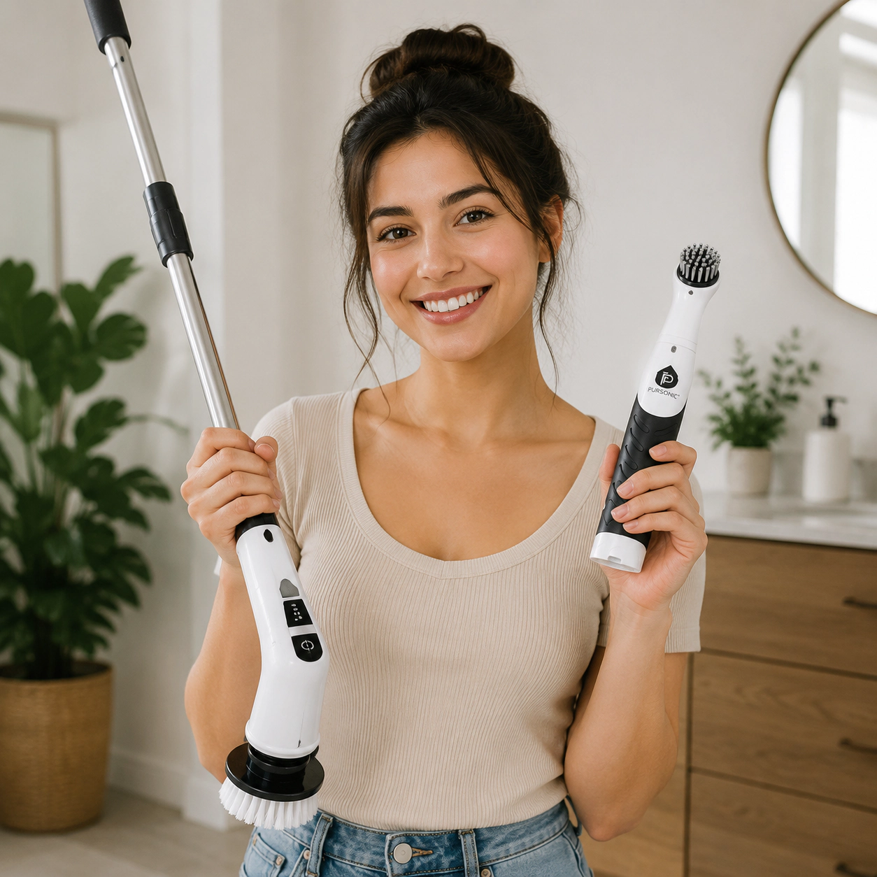 Pursonic Unisex Cordless Cleaning Scrubber Bundle with Rechargeable Power Scrubber, 12 Brush Heads & Multi-Surface Tools