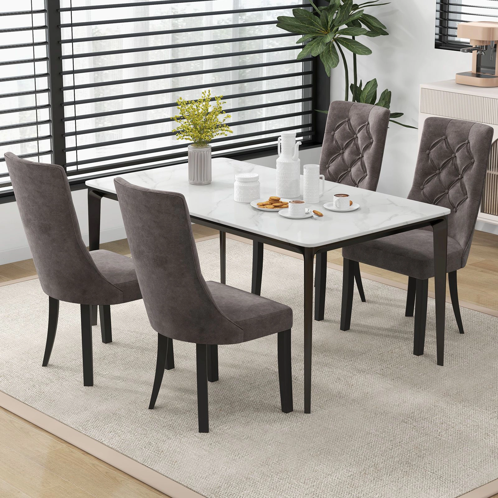 SlickBlue Padded Velvet Dining Chairs Set of 2 with Wood Legs
