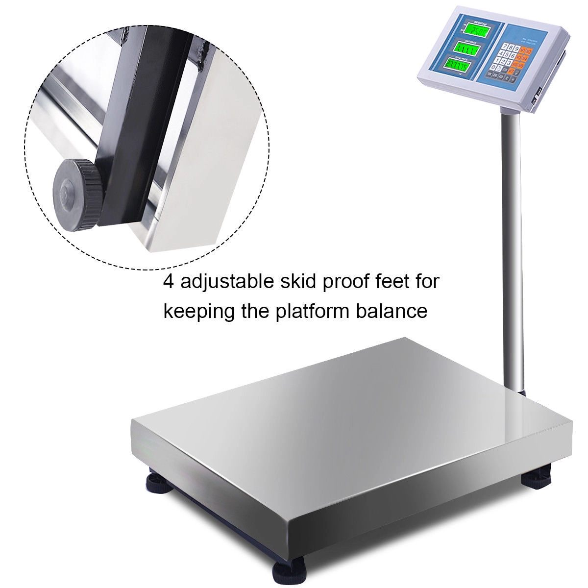 SUGIFT 660 lbs Digital Floor Platform Scale Silver with Stainless Steel Plate