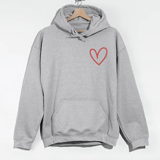 Simply Sage Market - Women's Graphic Hoodie - Embroidered Hand Drawn Heart