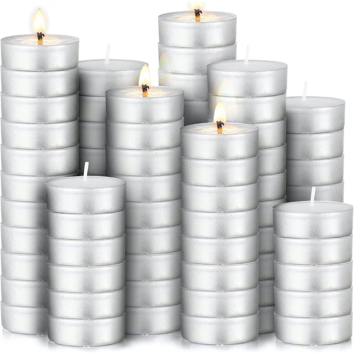 100 Pack Smokeless & Dripless Tea Lights Candles - Unscented Tealight Candles Pack