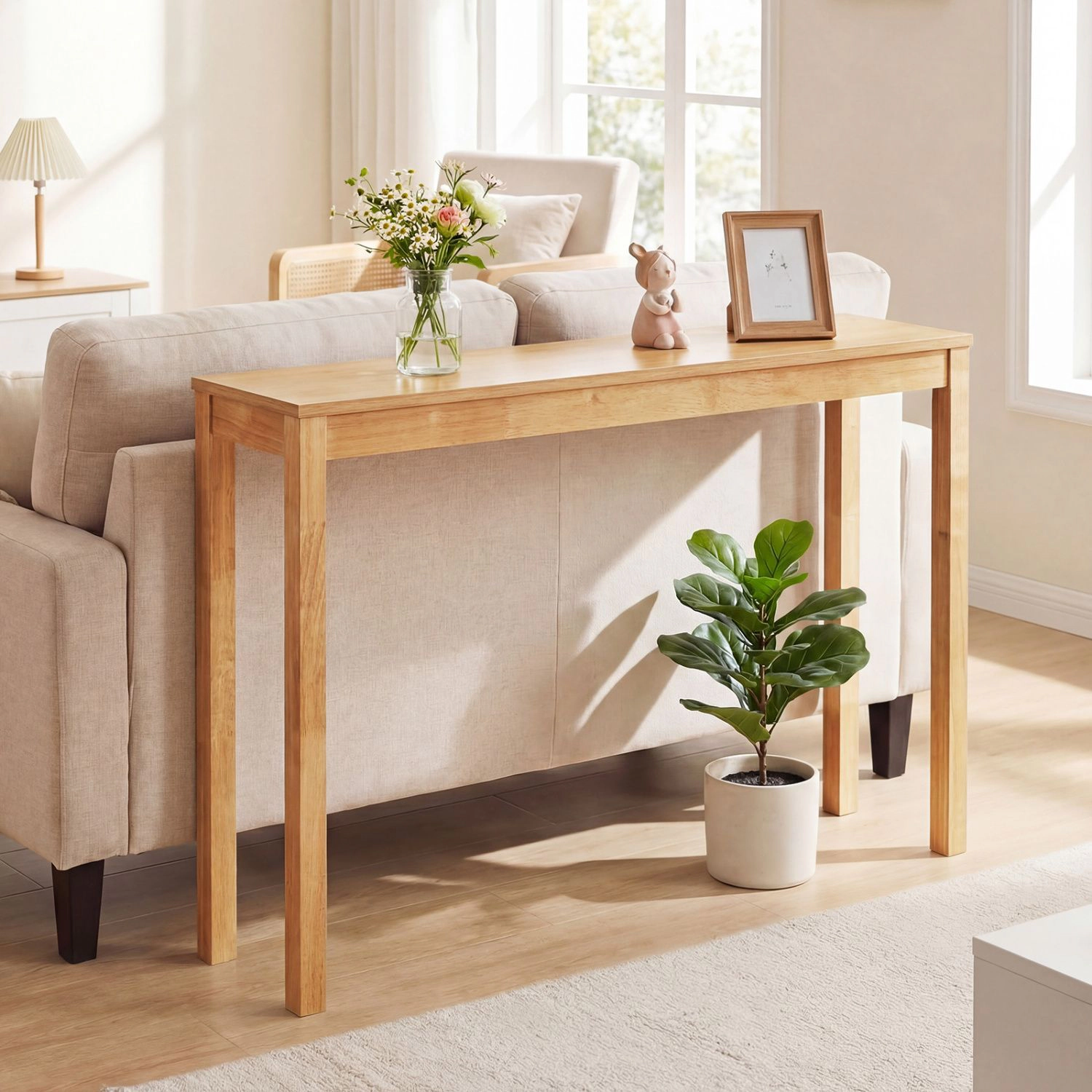 SlickBlue Modern Farmhouse Sofa Table with Solid Wood Legs