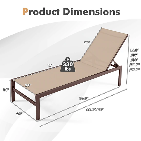 SlickBlue 6-Position Adjustable Outdoor Aluminum Reclining Chair
