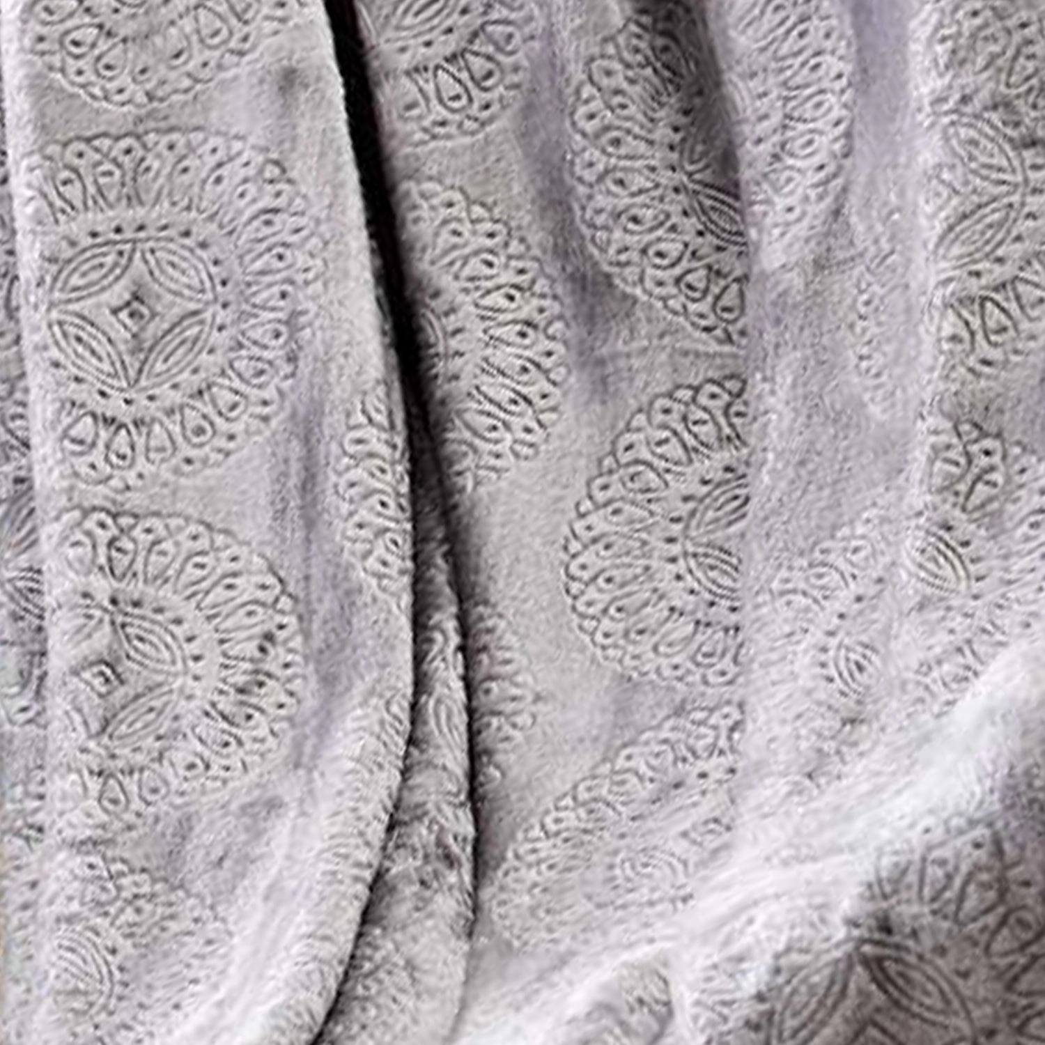 Plazatex Caesar Embossed Decorative Super Soft Throw Blanket for Sleep/Decor 2 Pack 50" x 60" Grey