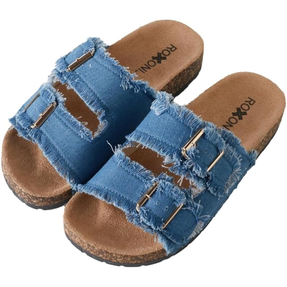 Roxoni Women's Adjustable Double Buckle Slide Sandals