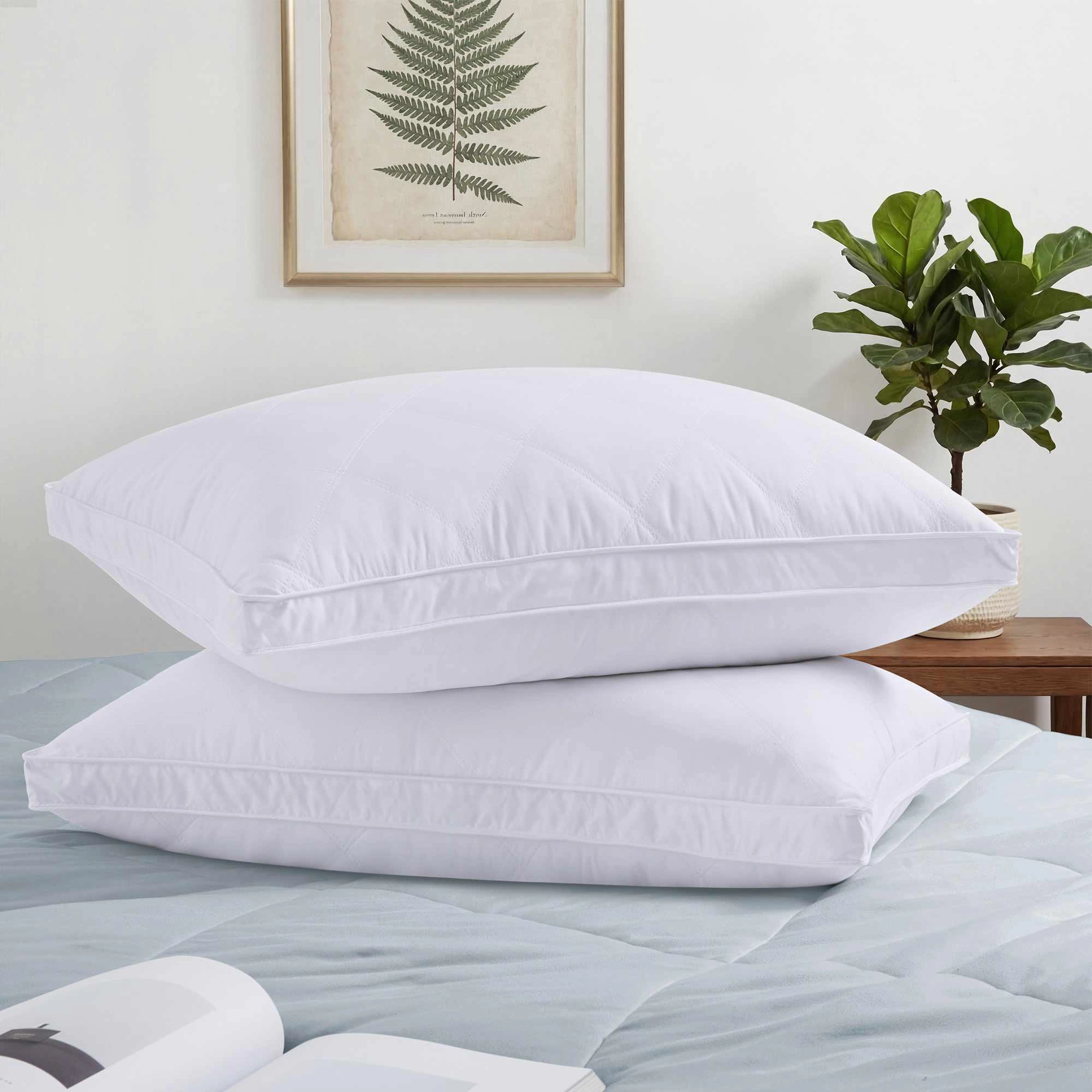 PEACENEST Diamond Quilted High Loft Goose Feather Pillow Set