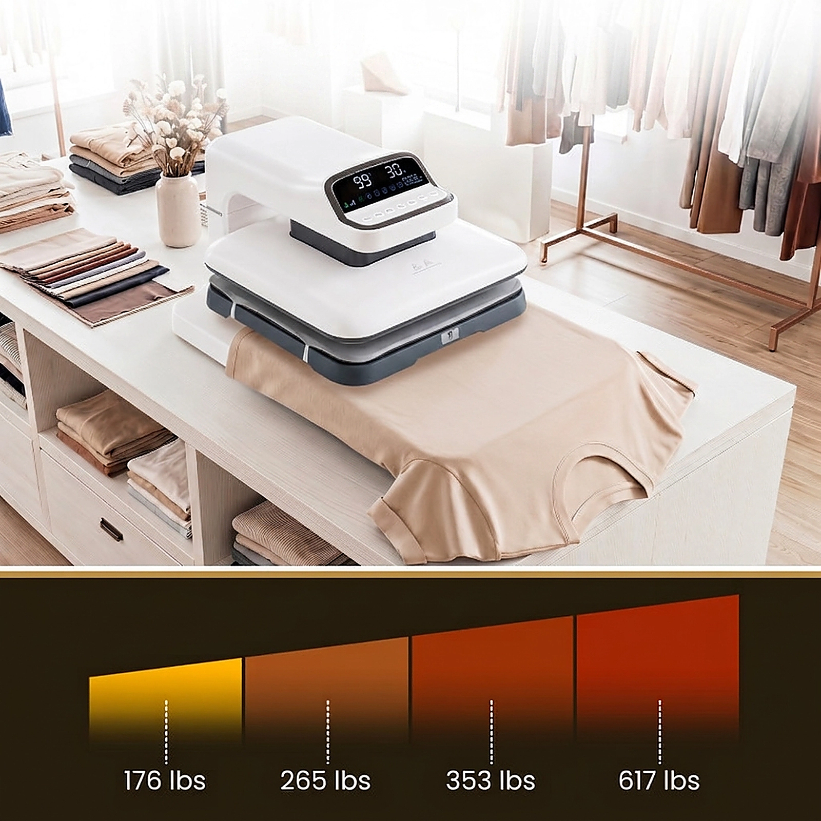 SUGIFT 1500W 15 x 15 in Auto-Release Heat Press with 5 Modes, 4 Pressure Levels and 999-Second Timer