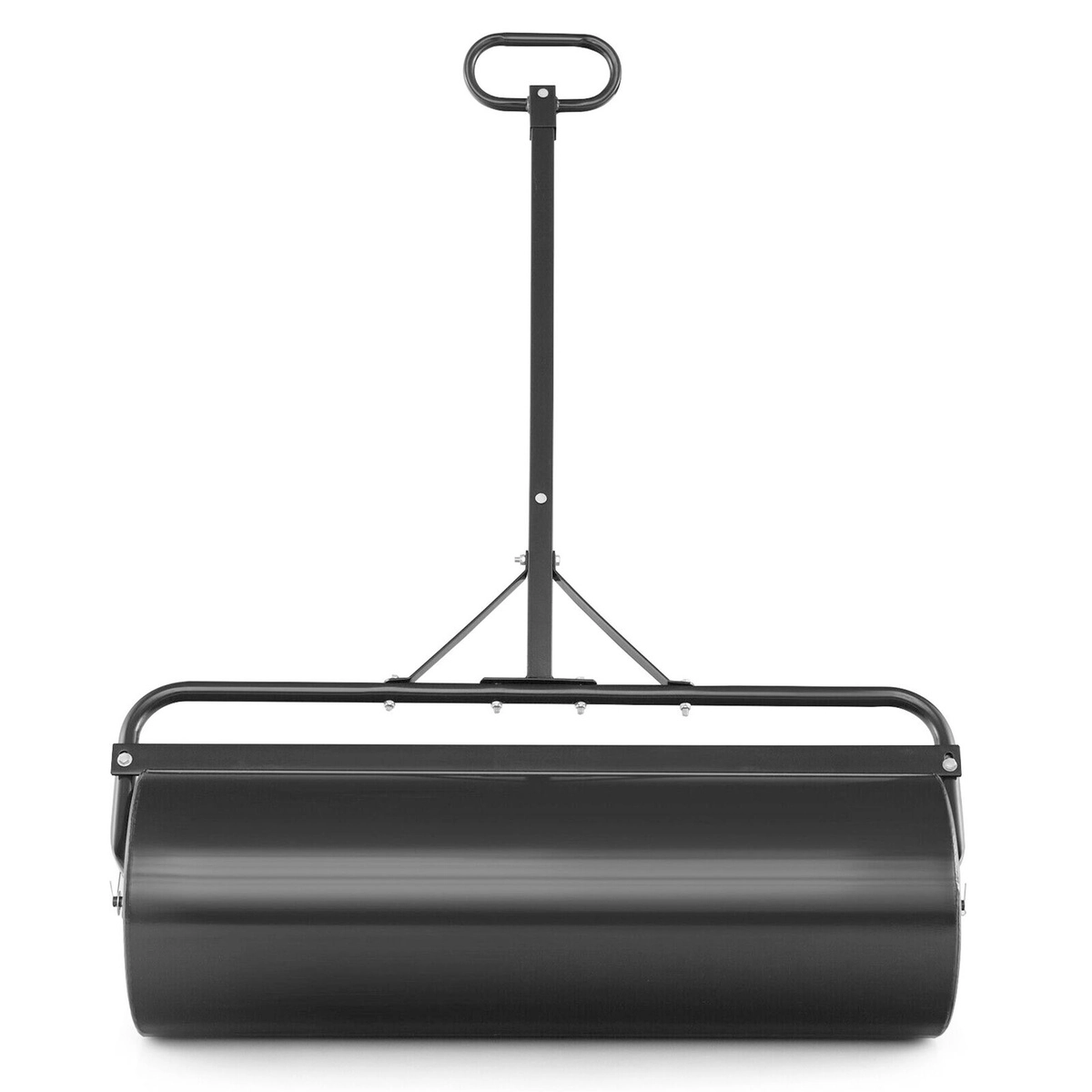SUGIFT Black 17-gal Water Filled Lawn Roller Push Pull or Tow Behind Metal Drum with Detachable Handle