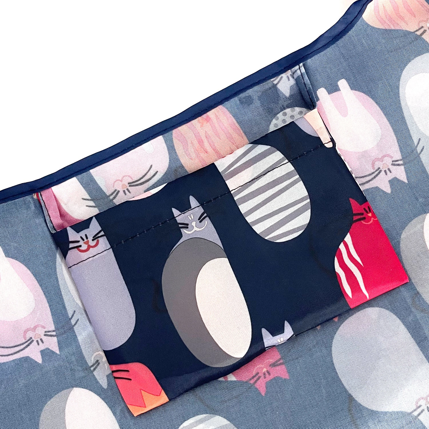 Wrapables Large Nylon Reusable Shopping Bags for Groceries (Set of 3), Purrr-fect Kitties