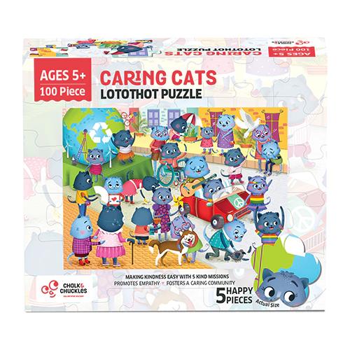 Chalk & Chuckles Caring Cats Lotothot Activity Puzzle -100 pieces