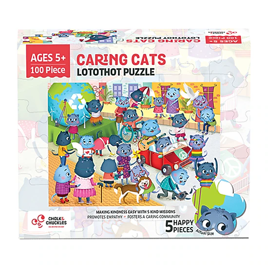 Chalk & Chuckles Caring Cats Lotothot Activity Puzzle -100 pieces