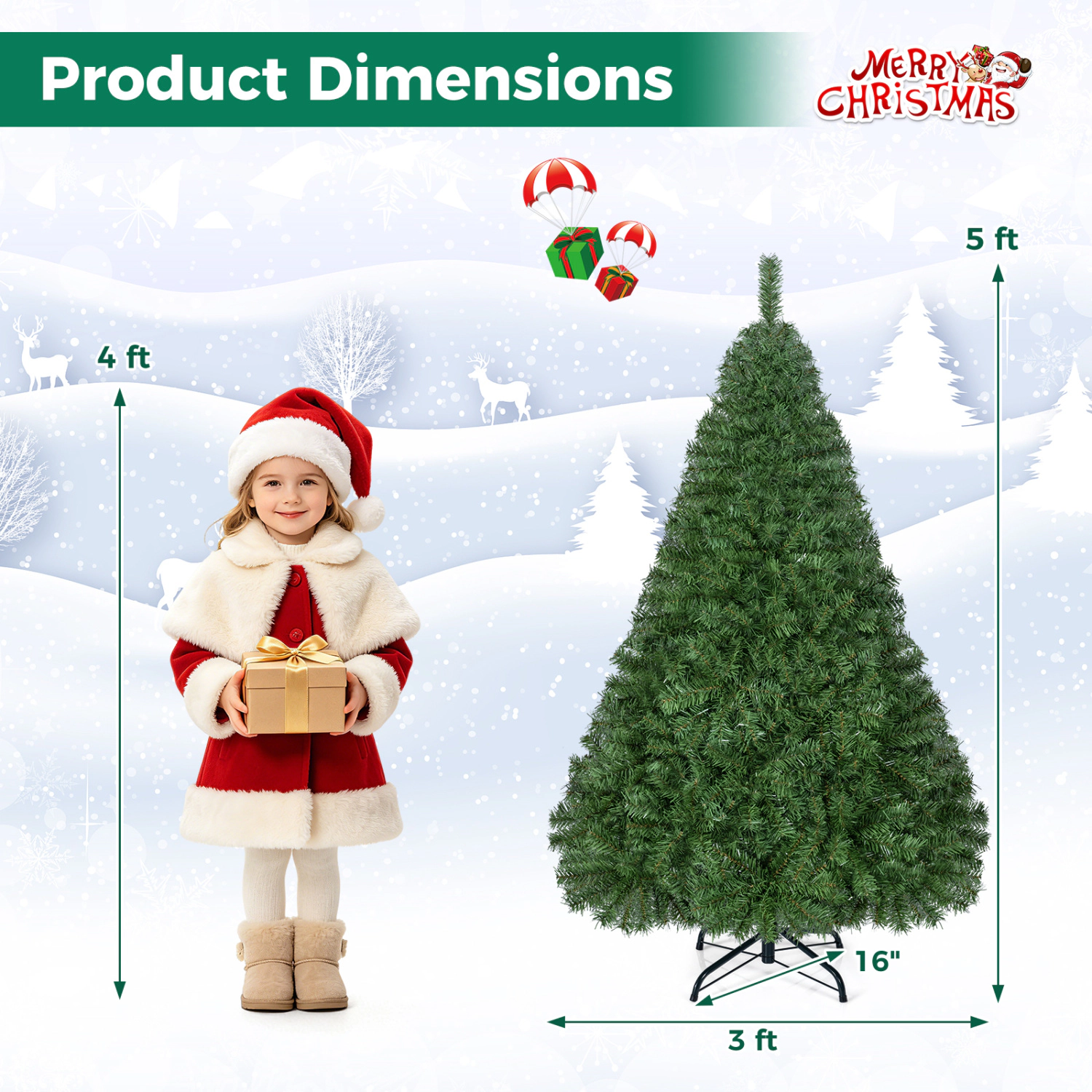 LJG 5ft Automatic Christmas Tree with 519 Full PVC Branch Tips