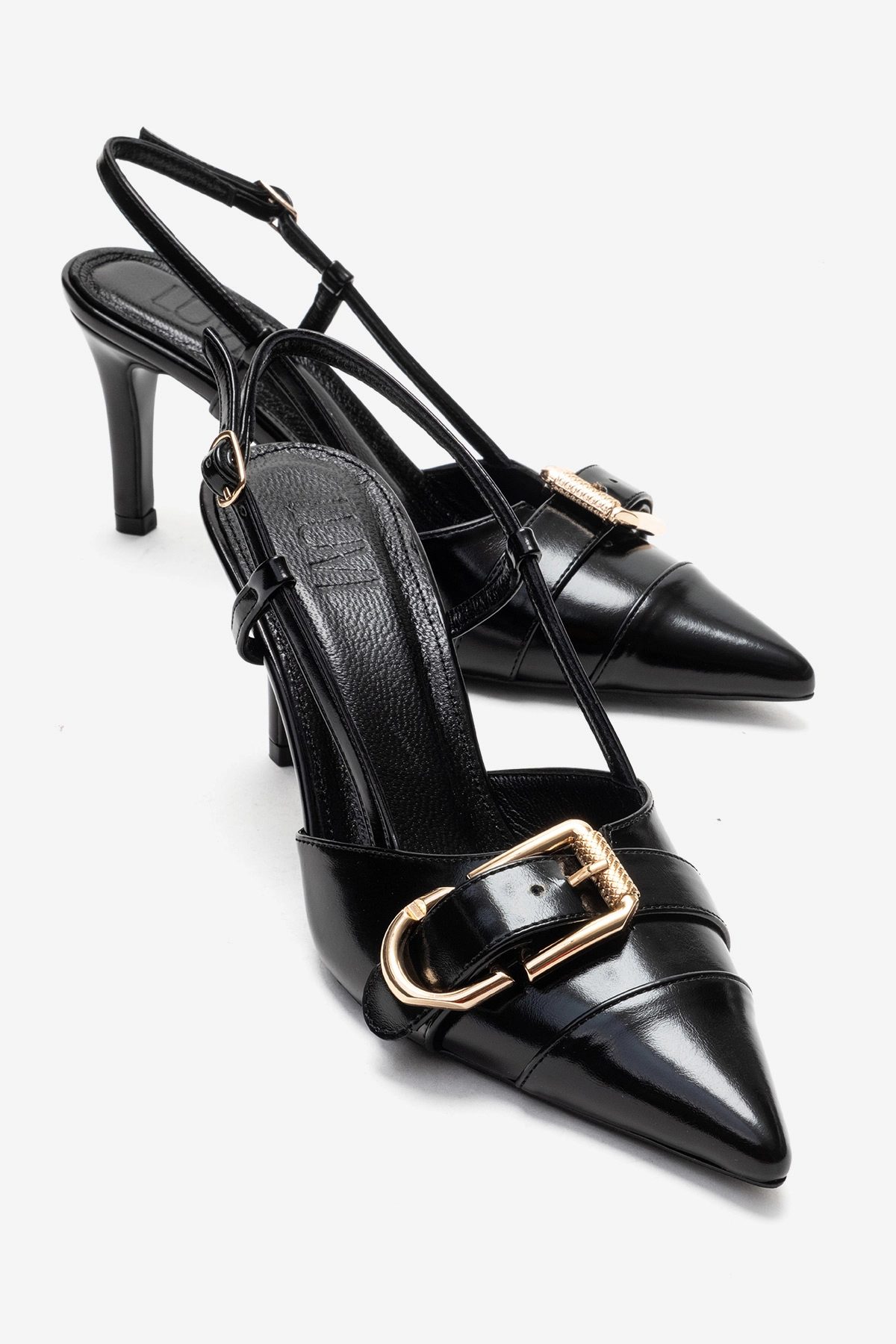 Prologue Shoes Womens Noen Buckle Pointed Toe Stiletto Pump