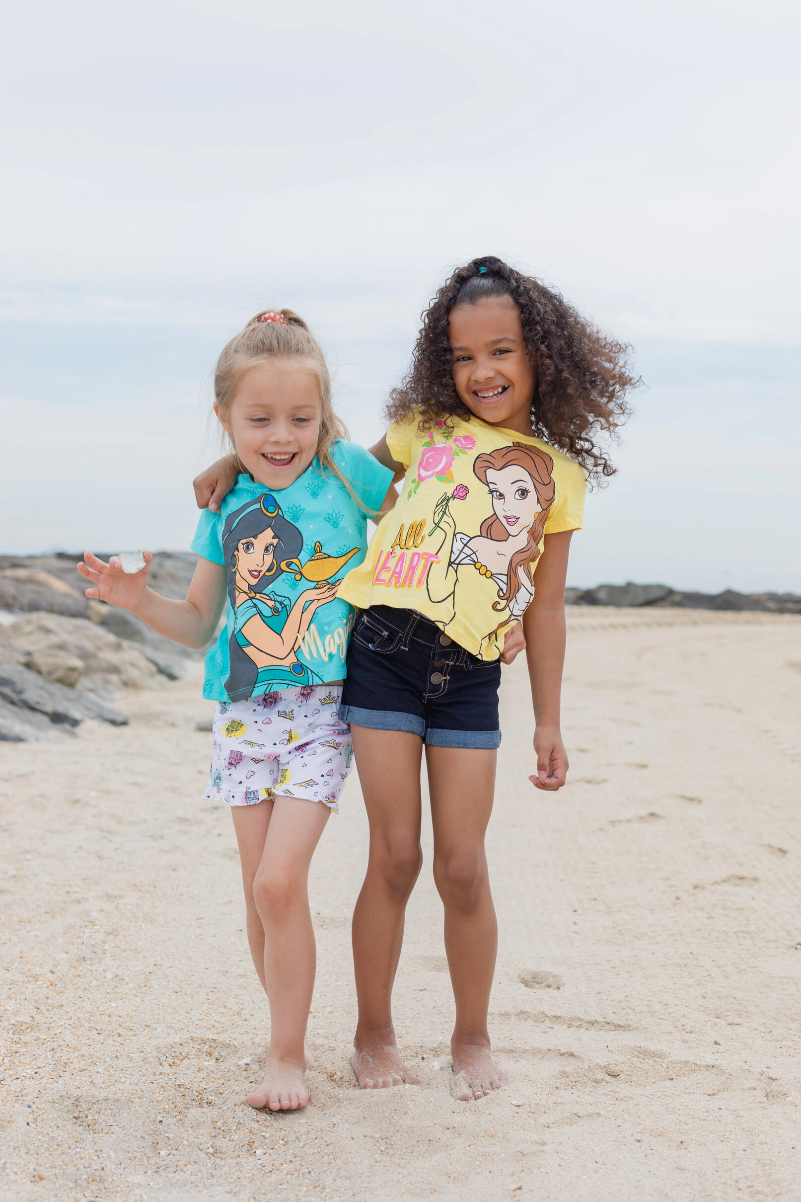 Disney Princess Girls' 4-Pack Glitter Short Sleeve T-Shirts