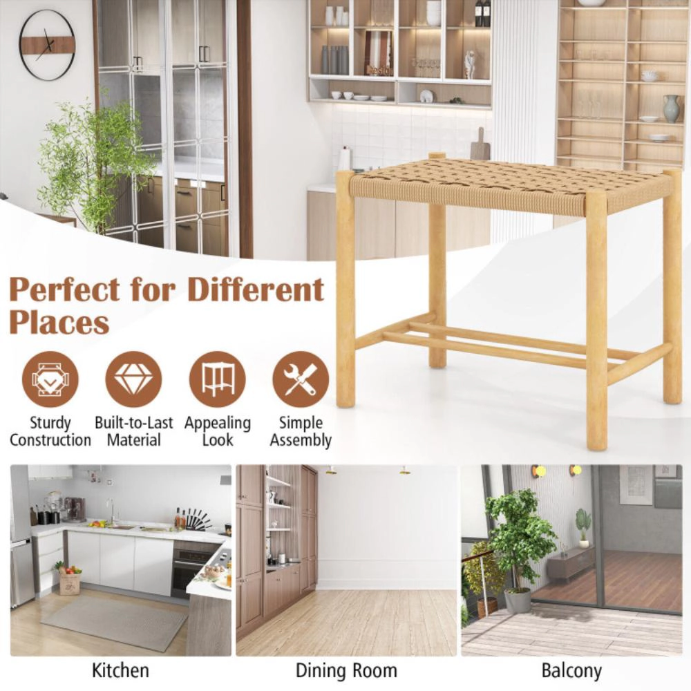 Hivvago 18 Inch Dining Stools with Sturdy Wooden Frame - Set of 2