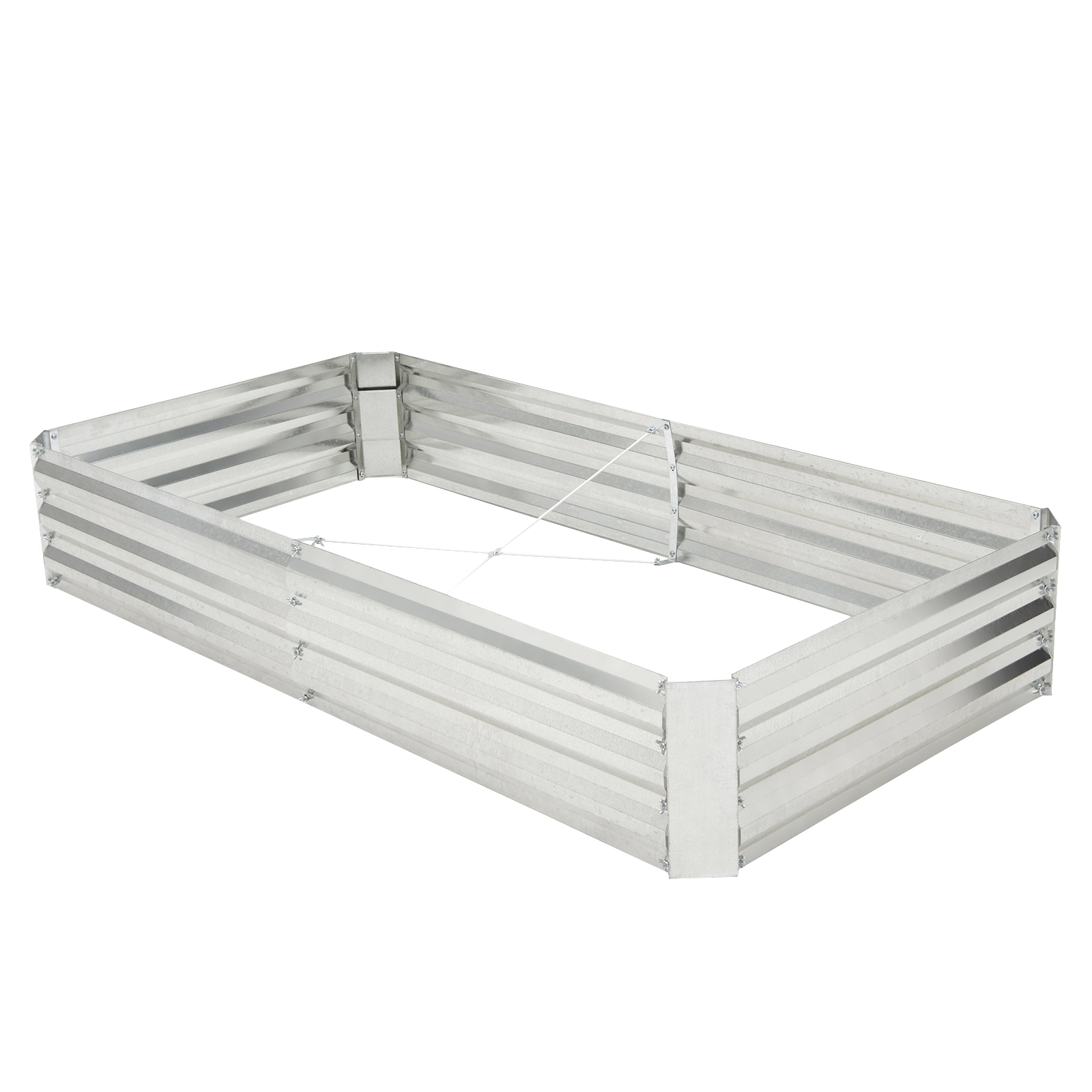 SUGIFT Silver Metal Galvanized Raised Garden Bed with Open-Ended Base 6-ft W 3-ft D 1-ft H 17.5-Cu-Ft Soil