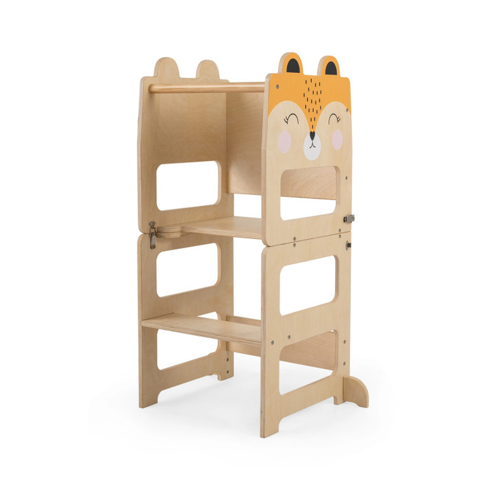 SUGIFT 3-in-1 Wooden Kids Toddler Kitchen Step Stool with Blackboard & Table Set 110-lb Capacity Ages 18+ Months Orange