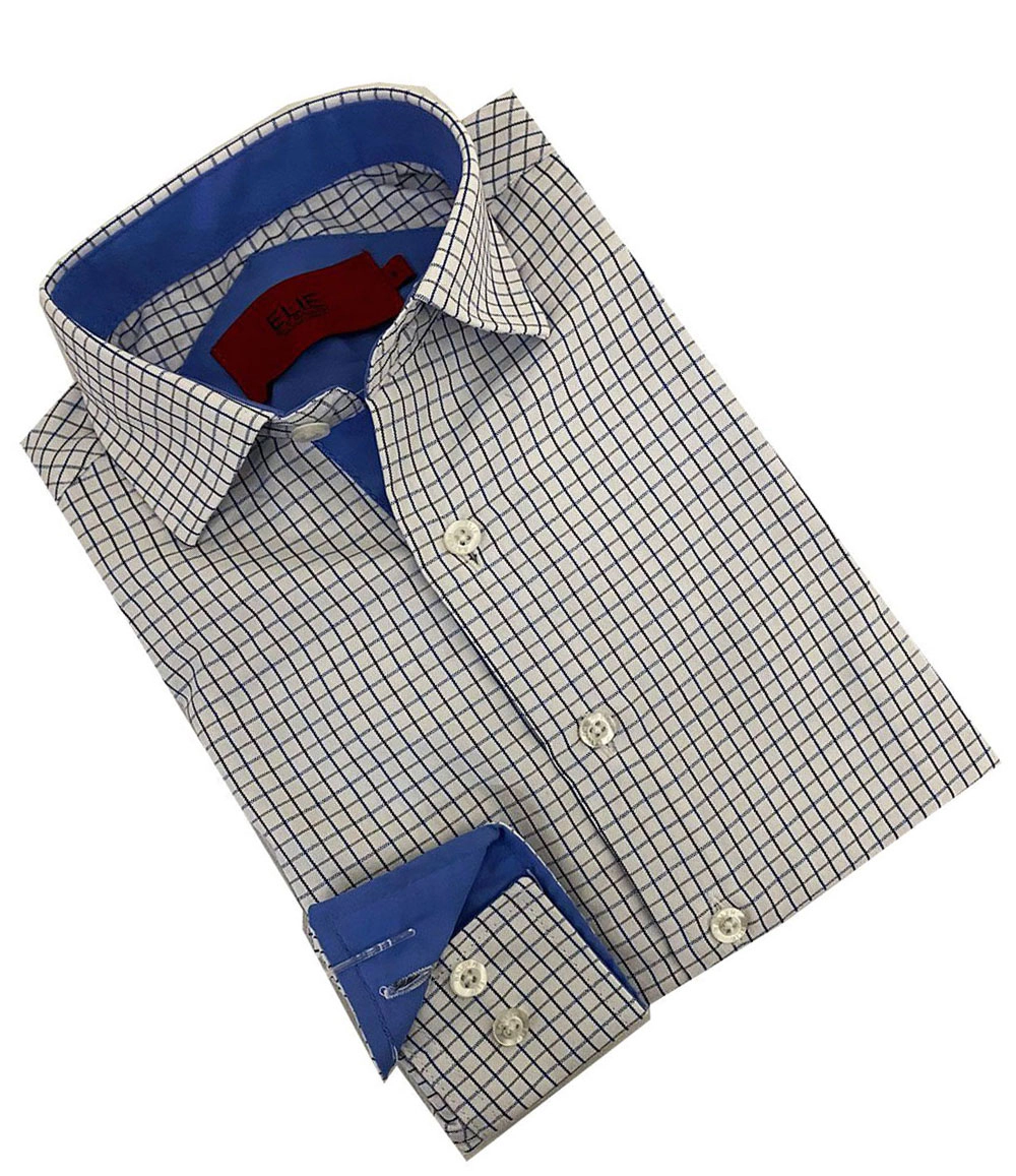 Elie Balleh Slim Fit Mens Plaid Short Sleeve Button-Down Shirt