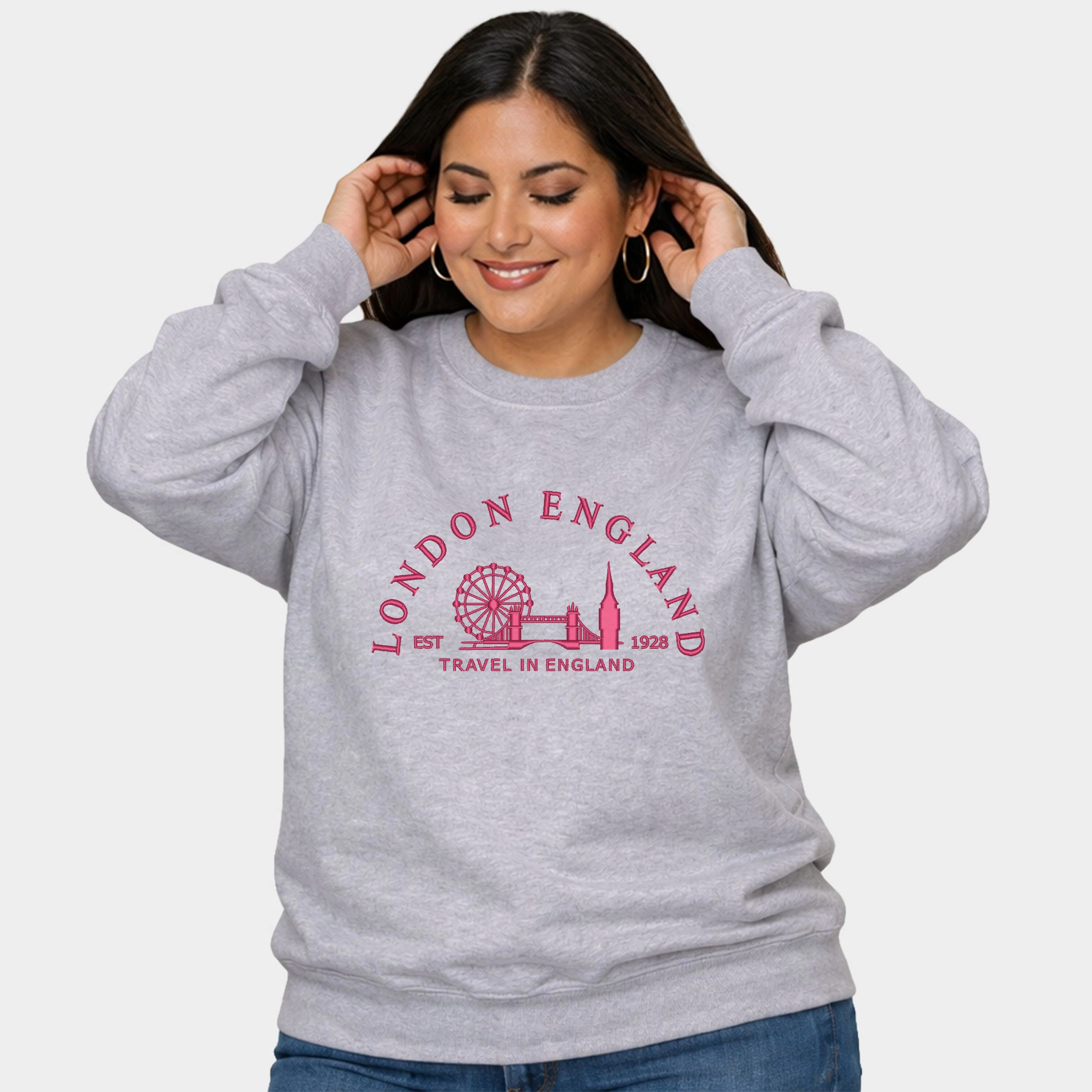Simply Sage Market - Embroidered London England  Women's Plus Sized Graphic Sweatshirt