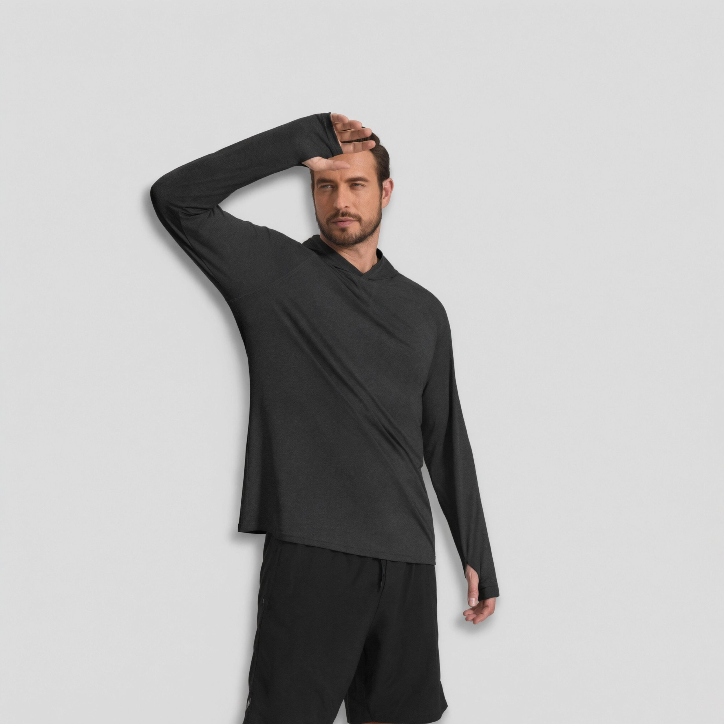 COOFANDY Men's Regular Fit Lightweight Long Sleeve Hooded Running Shirt