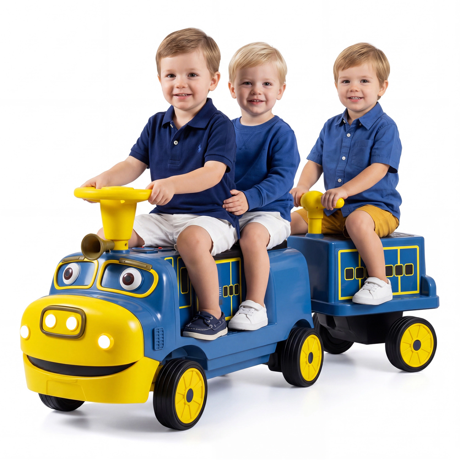LJG 12V Kids Ride on Train 3-Seater with Detachable Carriage Licensed Chuggington