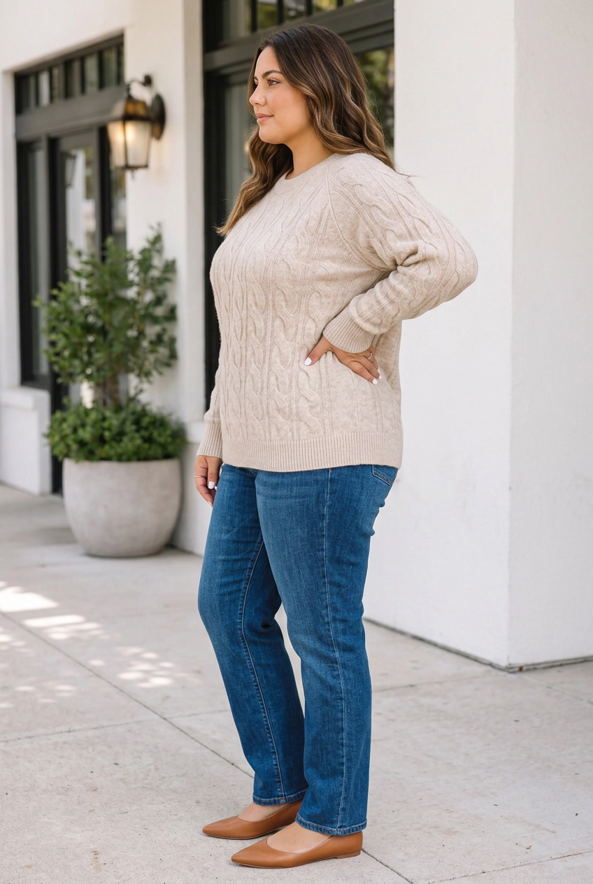 Threaded Pear Geraldine Tunic Length Sweater Long Sleeve PLUS Top