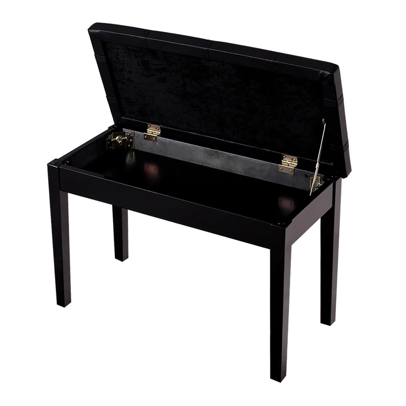 SUGIFT Solid Wood PU Leather Double Duet Piano Keyboard Bench Ottoman 360-lb Capacity Black