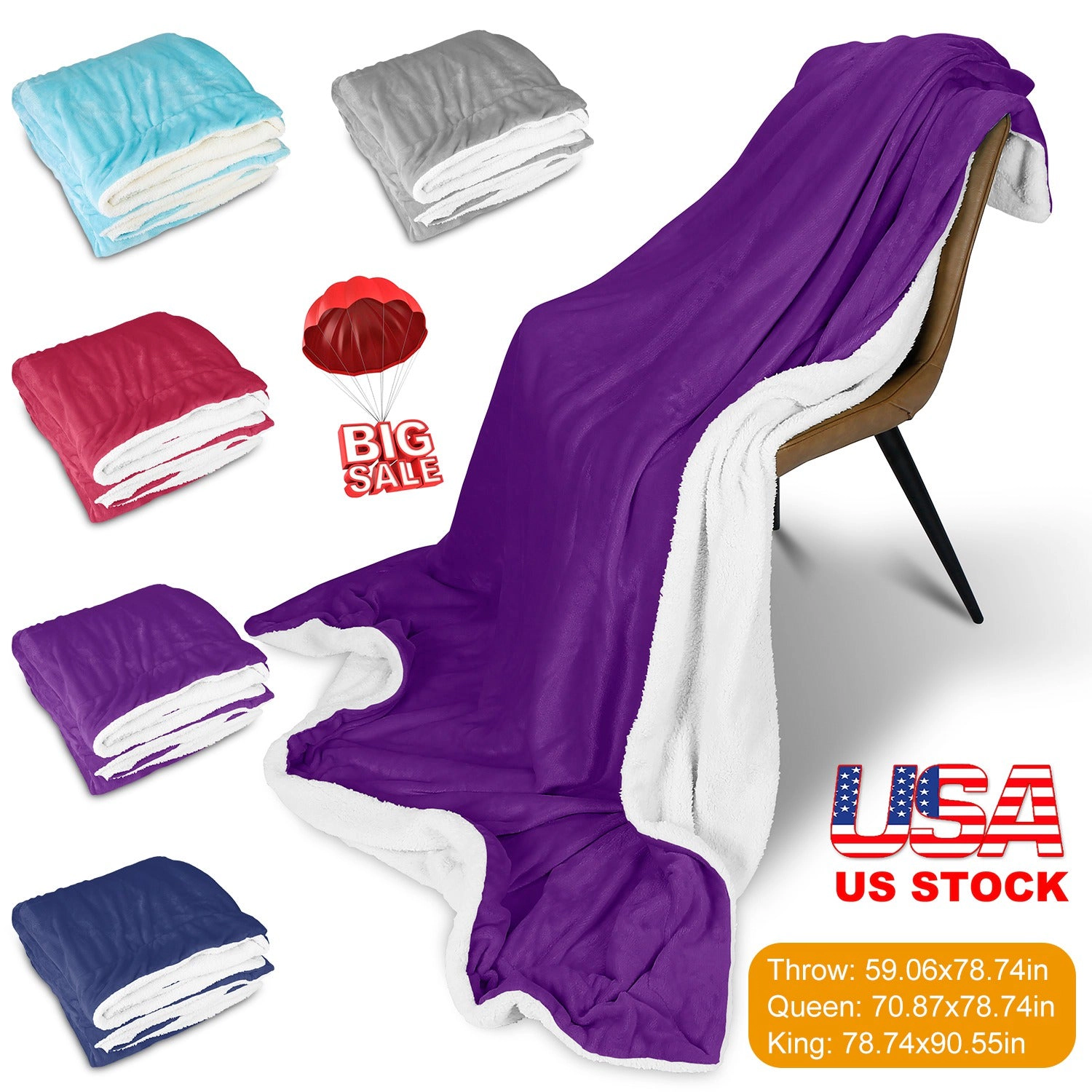 GBruno Double-Sided Microfiber Fleece Throw Blanket