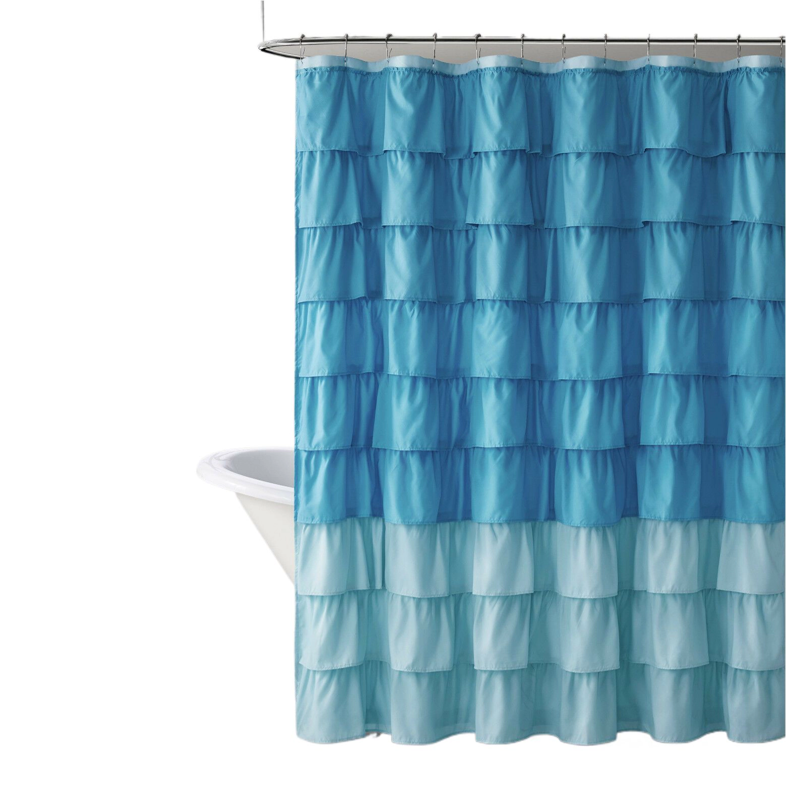 GoodGram Montauk Accents Home Gypsy Ombre Ruffled Fabric Shower Curtain - Standard Length